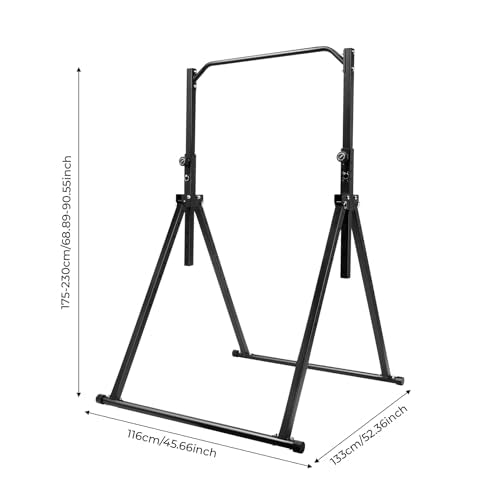 7.5ft Pull Up Bar Station Foldable Power Tower Dip Station | 5.74ft-7.55ft Height Adjustable for Pull Ups, Dips, 440lbs Load Capacity