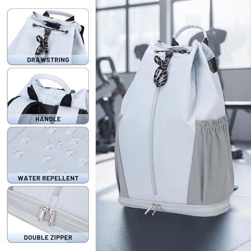 mygreen Gym Drawstring Backpack with Shoe Compartment – Waterproof Sports Bag, Lightweight & Breathable for Gym, Travel, Yoga | Large Capacity, Foldable Design Purple - color: Purple