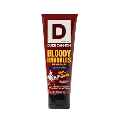 Duke Cannon Supply Co. Bloody Knuckles Hand Repair Balm for Men - 3 oz Travel Size Hand Cream - Fragrance- Free Moisturizing Cream for Dry Cracked Hands - Non-Greasy Lanolin Formula - size: 3 Ounce (Pack of 1)