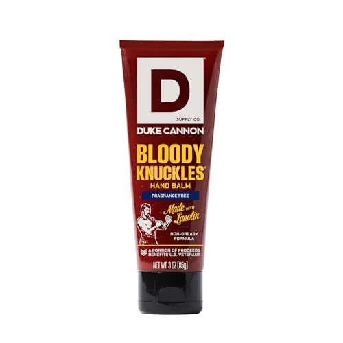 Duke Cannon Supply Co. Bloody Knuckles Hand Repair Balm for Men - 3 oz Travel Size Hand Cream - Fragrance- Free Moisturizing Cream for Dry Cracked Hands - Non-Greasy Lanolin Formula - size: 3 Ounce (Pack of 1)