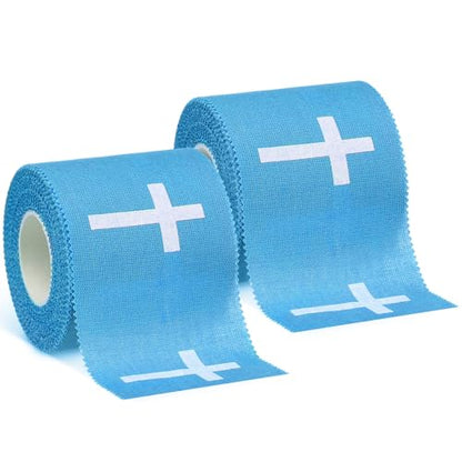 MiniInflat 2 Pcs Christian Cross Athletic Tape Sports Tape 2in x 23ft Religion Jesus Wrist Wrap for Soccer Football Baseball, Gift for Graduation Teacher Nurses Week Pentecost(Blue,Crosses) - color: Blue, style: Cross