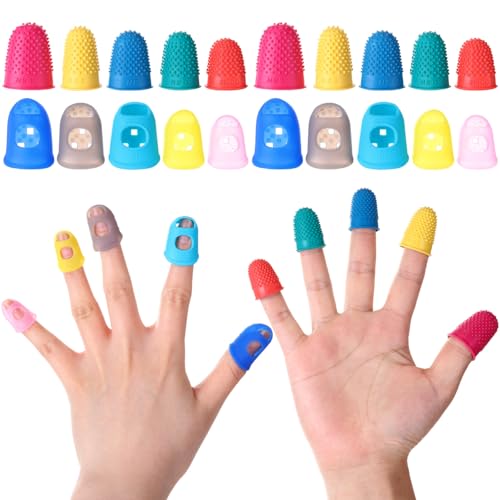 Zonon 20 Pieces Rubber Thimble Protector Hand Sewing Finger Tips Guard 5 Sizes Finger Pads Grips for Quilting Knitting Hot Glue Sorting Embroidery Paperwork Carving Handwork(Multicolor) - color: Multicolor)