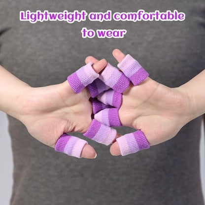 20PCS Finger Brace Compression Sleeves Crochet Finger Guard Thumb Splint Brace Support Elastic Fingers Tape Sport Fingers Cushion for Knitting Writing Basketball Baseball Sport