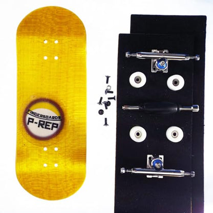 P-REP V2 Pro Performance Complete Wooden Fingerboard kit with Urethane Wheels and Bushings 34mm - Yellow - color: Yellow