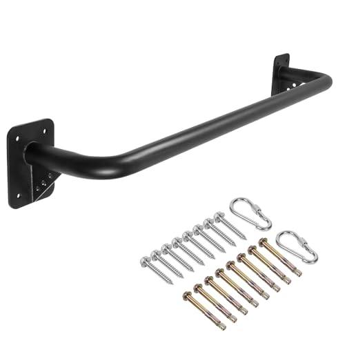 Wall Mounted Doorway Pull Up Bar, Heavy Duty Strength Training Pull-Up Bars for Doorframe, Support Beam or Joist Mount Thick Metal Sturdy Construction Support 500 lbs - color: Black