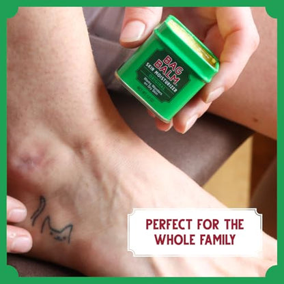 Bag Balm Vermont's Original Ointment, 1 Ounce Tin (Pack of 4), Moisturizing Ointment for Dry Skin that can Crack Split or Chafe on Hands Feet Elbows Knees Shoulders and More - size: 1 Ounce (Pack of 4)
