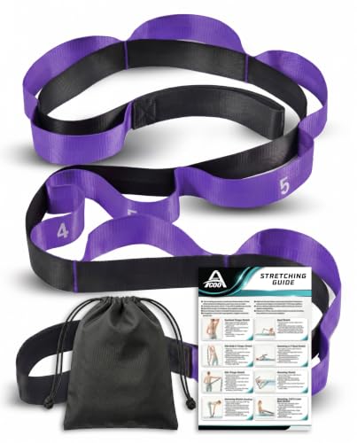Acozycoo Stretching Strap with Loops for Physical Therapy,Knee,Calf,Back | Yoga Strap for Stretching,Non-Elastic Stretch Band,Rehab,Pilates,Flexibility Training,Hamstring,Leg Lifter,Fascia,Leg,Hip - color: Purple, size: Length: 86 inches, Width: 1.5 inche