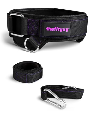 THEFITGUY Women’s Dip Belt for Weighted Dips, Pull-Ups & Belt Squats | Contoured no-pinch dip belt for women’s hips and smaller waists, with buckle closure, 2 straps, and metal hooks