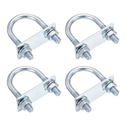 DTGN M8x34x65mm U Bolts Round Kit - 4Set - Carbon Steel U-Bolt Kit with Nuts, Washers, Frame Plate - Good for Pipe, Trailer, Automotive, Leaf Spring Fastener - size: M8x34x65mm