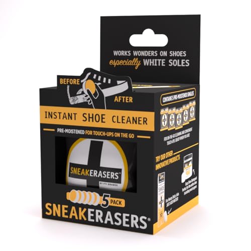 SneakERASERS Instant Shoe Cleaner Pre-Moistened Sponge, 5 Pack | Effective for White Sneakers, Tennis Shoes, Portable Shoe Cleaning Kit, Instant Sneaker Cleaner - size: 5 Pack