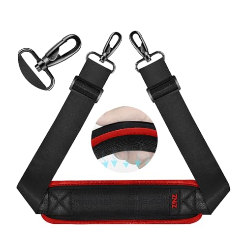 ZINZ 75" Shoulder Strap with Fixed Pad and Dual Balanced Buckles，Black-Red Edge - color: Black-red Edge