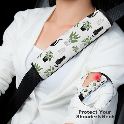 2 Pack Funny Black Cat Plant Garden Seat Belt Cover Universal Fit Shoulder Harness Cover for Girls and Boys, Car Seats Pushchair Strollers High Chair Pushchair - color: Pattern 1154