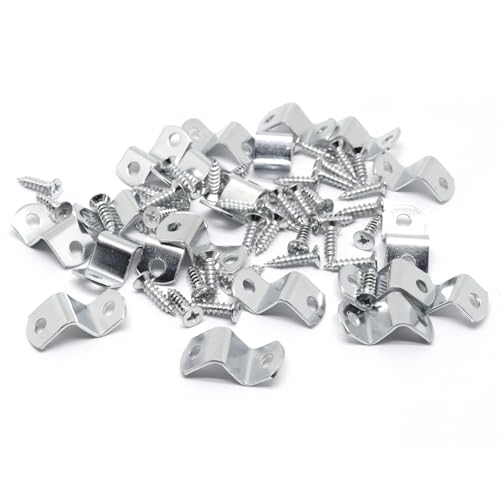 Offset Clips for Picture Framing, Z-Shape Canvas Mounting Clips with Mounting Hole, with Screws (20pcs, 14mm) - size: 14 mm