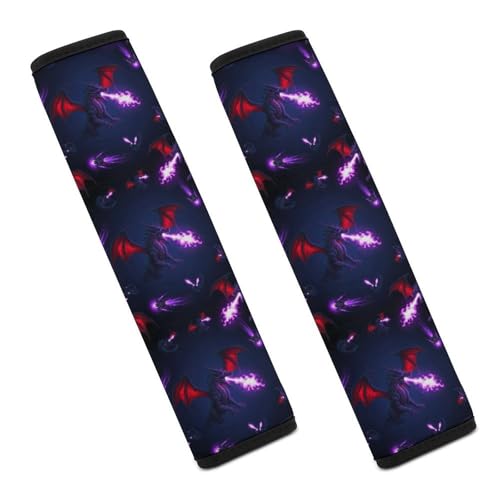 2 Pack Universal Fit Seat Belt Cover for Child, Stroller Pushchair High Chair, Purple Dragon Automotive Seat Belt Protector, Pressure Relief - color: Pattern 1133