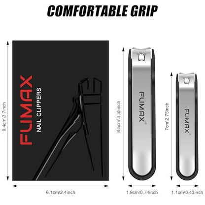 Nail Clippers for Men Women with Catcher, 2-Pack Large & Small Nail Cutter for Fingernails & Toenails, Sharp Stainless Steel Heavy Duty Fingernail Clipper Gifts for Adults