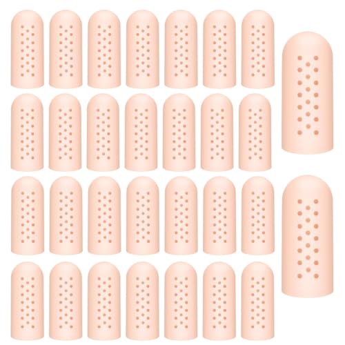 30 Pcs Gel Finger Cots with Air Holes, Silicone Finger Protectors, Finger Sleeves, Wound & Finger Crack Protection Gloves