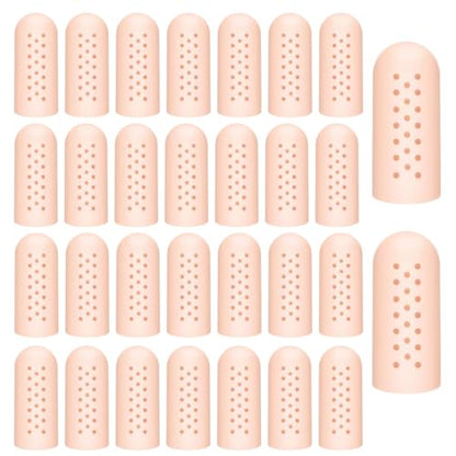 30 Pcs Gel Finger Cots with Air Holes, Silicone Finger Protectors, Finger Sleeves, Wound & Finger Crack Protection Gloves