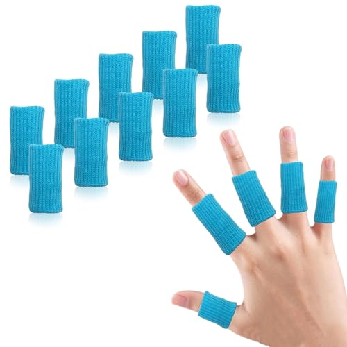 Finger Compression Sleeves Support, Finger Protectors Cots for Arthritis Swelling Basketball Sport, Breathable Elastic (10, Azure, One Size) - color: Azure