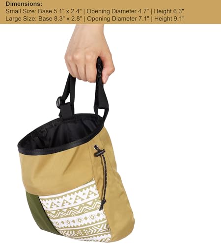 Climbing Chalk Bag, Large Capacity Rock Climbing Chalk Bag for Bouldering, Weightlifting, Gym, Disc Golf & Wall Climbing, Durable Bouldering Chalk Bucket - color: Khaki, size: Small