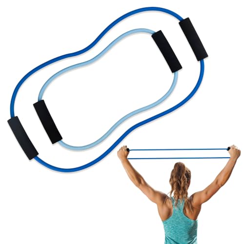 [2 Pack] Resistance Bands for Fitness with Soft Handles, Skin-Friendly Natural Latex Elastic Loop,10-12 Pound Tension, Long and Short Stretch, Fitness Exercise and Workout for Men and Women