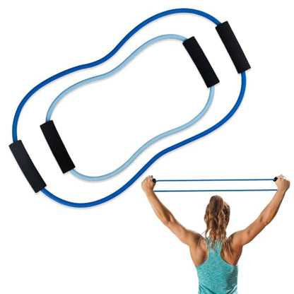 [2 Pack] Resistance Bands for Fitness with Soft Handles, Skin-Friendly Natural Latex Elastic Loop,10-12 Pound Tension, Long and Short Stretch, Fitness Exercise and Workout for Men and Women
