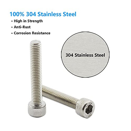 20 PCS Socket Head Cap Screws, TTZEZE 304 Stainless Steel Metric Machine Bolts Hex Socket Screw, Socket Drive Bright Finish Full Machine Threads for Shelf Chair Desk Install Repair (M5x25m) - color: M5, size: 25m