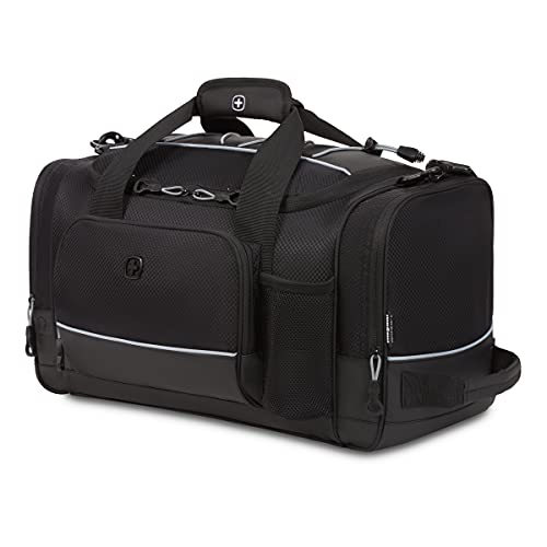 SwissGear Apex Duffle Bag for Travel and Gym with Bungee-Cord System - color: Black Dobby, size: 28-Inch