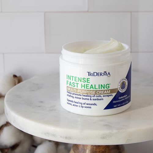 TriDerma Intense Fast Healing Cream, Decreases Healing Time for Minor Irritations, Rashes, Wounds, Cuts, Scrapes, Value Pack of 2 - 4 Ounce Jars - size: 4 Ounce (Pack of 2)