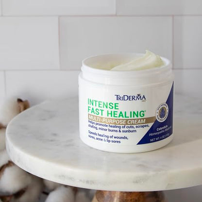 TriDerma Intense Fast Healing Cream, Decreases Healing Time for Minor Irritations, Rashes, Scrapes, Cuts 4 Ounces - size: 4 Ounce (Pack of 1)