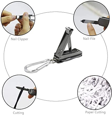 5in1 Multi Nail Clippers, Mini Foldable Portable Nail Cutter with Key Chain, Nose Hair Scissors, Nail Files, Purpose Pocket Knife, Screwdriver Suitable for Travel, Fishing, Hiking, Camping