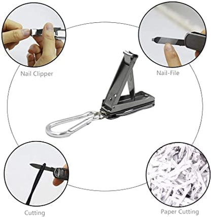 5in1 Multi Nail Clippers, Mini Foldable Portable Nail Cutter with Key Chain, Nose Hair Scissors, Nail Files, Purpose Pocket Knife, Screwdriver Suitable for Travel, Fishing, Hiking, Camping