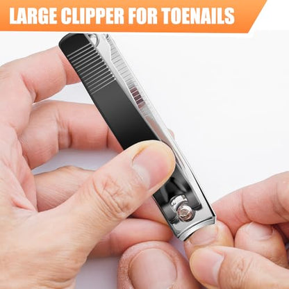 DRMODE Finger Nail Clippers Adult - 8 Pack Nail Clippers Set for Men Women with Nail File, Sharp Stainless Steel Fingernail & Toenail Clippers Curved Cutter Trimmer - style: 8 Pack -Black