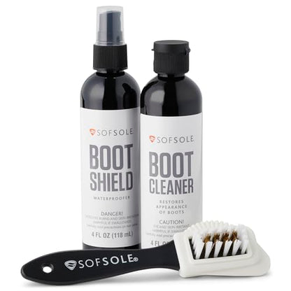 Sof Sole Shoe Care Kit with Cleaner, Shoe Shield Waterproofer and Scrub Brush for Sneakers and Boots - style: Boot Kit