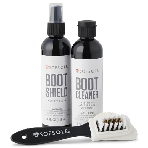 Sof Sole Shoe Care Kit with Cleaner, Shoe Shield Waterproofer and Scrub Brush for Sneakers and Boots - style: Boot Kit