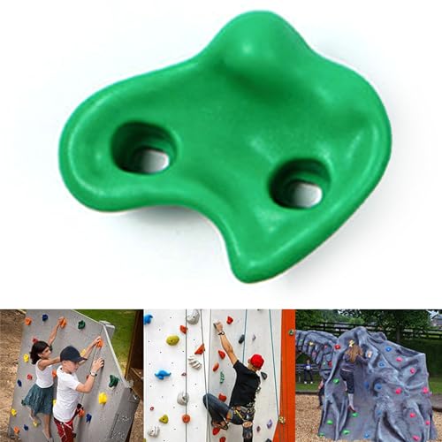 HERCHR 10 Rock Climbing Holds, PE Ergonomic Rock Wall Holds Grips for Indoor and Outdoor Playground Play Set Includes Mounting Hardware - color: Green