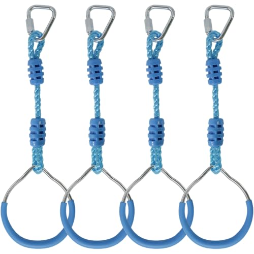 Ninja Warrior Obstacle Course Playset Ninja Ring Trapeze Swing Monkey Bar For Outdoor Indoor Jungle Gym, 4 Blue Monkey Rings Climb Fists Backyard Playground Training Equipment Gymnastic Fitness Fist - color: Light Blue, size: 4 Pack
