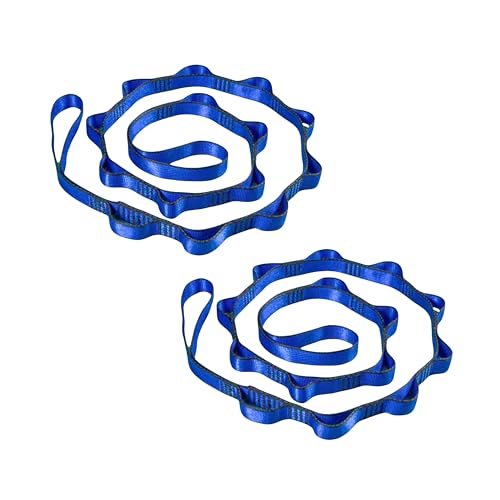 2pcs safety daisy chain, multi-ring adjustable nylon strap rope yoga pilates stretch band - color: Blue, size: Length：1.1m