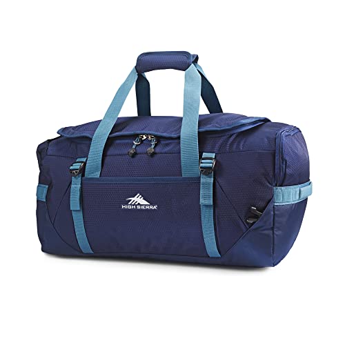 High Sierra Fairlead Travel Overnight Duffel Backpack Gym Bag with Padded Handles, Compression Straps, and Multiple Pockets, True Navy/Graphite Blue - color: Navy/Graphite Blue, size: Convertible Backpack/Duffel