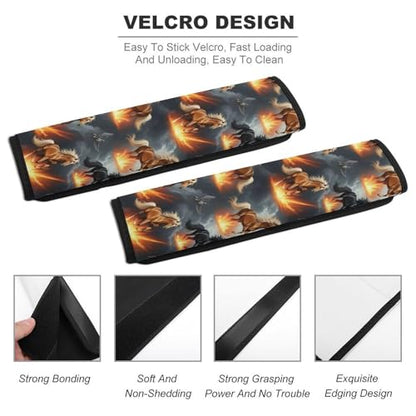 2PCS Horse Running Seat Belt Cover Soft Padded Neck Strap Covers for Kids, All Vehicles, Comfortable Driving - color: Pattern 812