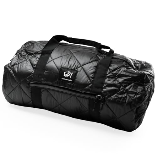 Quilted Duffle Bag - 20" Black Puffer Gym Bags for Men & Women, Lightweight Travel Bag, Ideal for Workout, Sports, Travel, Carry-On, 30L Waterproof Mini Duffle Bag by GBY
