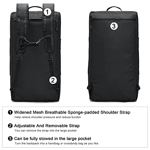 G4Free 70L Large Tactical Duffle Bag Men Sports Gym Backpack with Shoes Compartment Military MOLLE Duffel Backpack ( Black) | with Shoes Compartment Military MOLLE Duffel Backpack, Black - color: Black