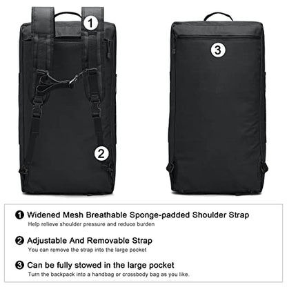 G4Free 70L Large Tactical Duffle Bag Men Sports Gym Backpack with Shoes Compartment Military MOLLE Duffel Backpack ( Black) | with Shoes Compartment Military MOLLE Duffel Backpack, Black - color: Black