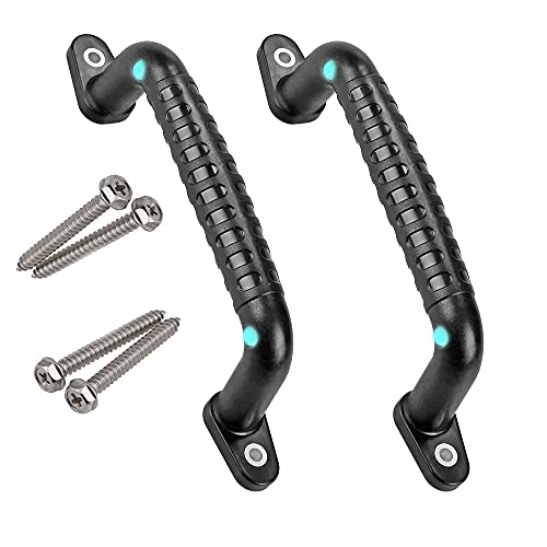 2 Luminous Playground Safety Handles, Sturdy Swing Sets Grab Toys, Jungle Gymnastics and Playroom Ladder, Door, Bunk Bed Handles (Black) - color: black 2 PCS