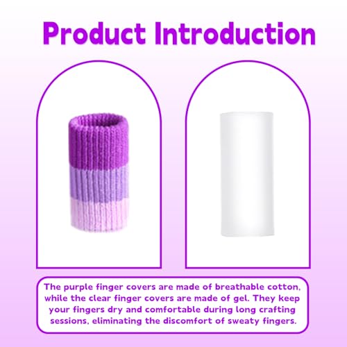 20 PCS Crochet Finger Guard and 10 PCS Gel Finger Sleeve Protectors | Breathable and Non-slip Elastic Finger Covers Compression for for knitting crocheting writing, fit various finger sizes