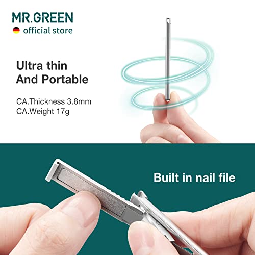 MR.GREEN Ultra Thin Nail Clippers German Precision Manufacturing Technology Nail Cutters with Cow Leather Cover Superior Texture (Dark Brown) - color: Dark Brown