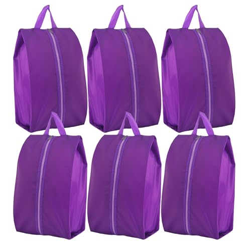 6pcs Portable Shoe Organizer, Travel Pouches with Zipper, Golf Shoe Bags, Clothes Bags, Soccer Cleats Bag Shoe Pouch for Gym, Waterproof, Odor-Resistant (Purple) | Golf Shoe Bags, Clothes Bags, Soccer Cleats Bag Shoe Pouch for Gym, Waterproof, Odor-Resist