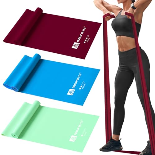 A AZURELIFE Resistance Bands,Professional Long Non-Latex Elastic Stretch Bands,Exercise Bands for Physical Therapy, Yoga, Pilates, Rehab, at-Home or The Gym Workouts, Strength Training - color: Green, Blue, Purple, size: 5.9FT