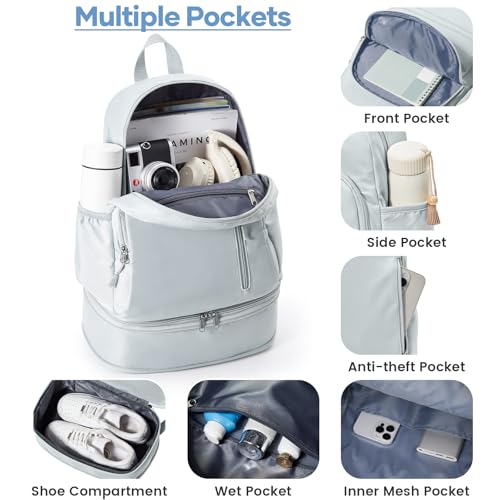 Gym Backpack for Women, Dance Volleyball Backpacks With Shoe Compartment | For Yoga Fitness Beach Hiking Sports - color: Blue