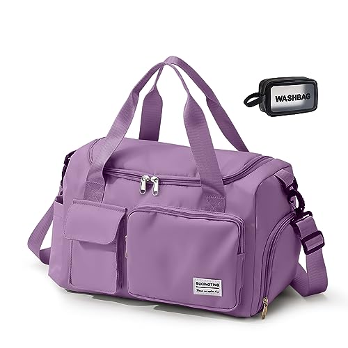 Small Gym Bag for Women, Travel Duffle Bag Carry On Weekender Bag with Shoe Compartment - color: 08#Purple, style: Gym Bag&toiletry Bag