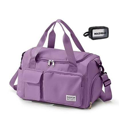 Small Gym Bag for Women, Travel Duffle Bag Carry On Weekender Bag with Shoe Compartment - color: 08#Purple, style: Gym Bag&toiletry Bag